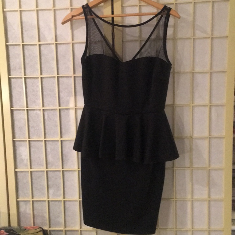 Elegant night out sheer upper stretchy knit dress